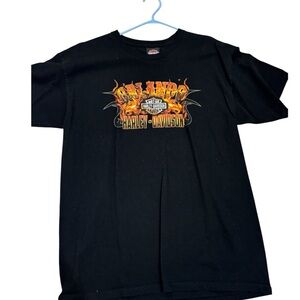 Harley-Davidson Black Tee with Fiery Orange Design